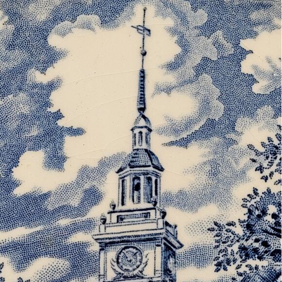 Staffordshire Vintage Liberty Blue 1776 Colonial Transferware 2 Dinner Plate 2-5 - Picture 7 of 10